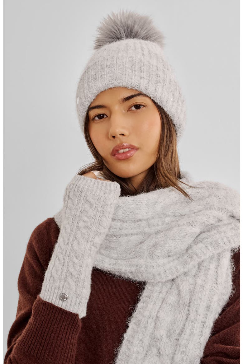 Cable Knit Handwarmer, Alternate, color, Light Grey