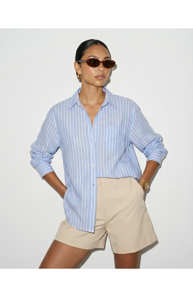 The Shirt by Rochelle Behrens The Washed Linen Shirt, Main, color, Light Blue/White