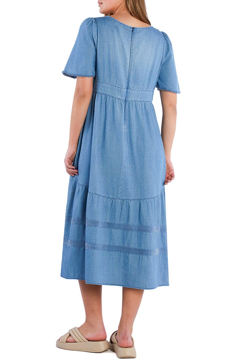 Dream Cotton Blend Chambray Midi Dress, Alternate, color, VINTAGE DENIM