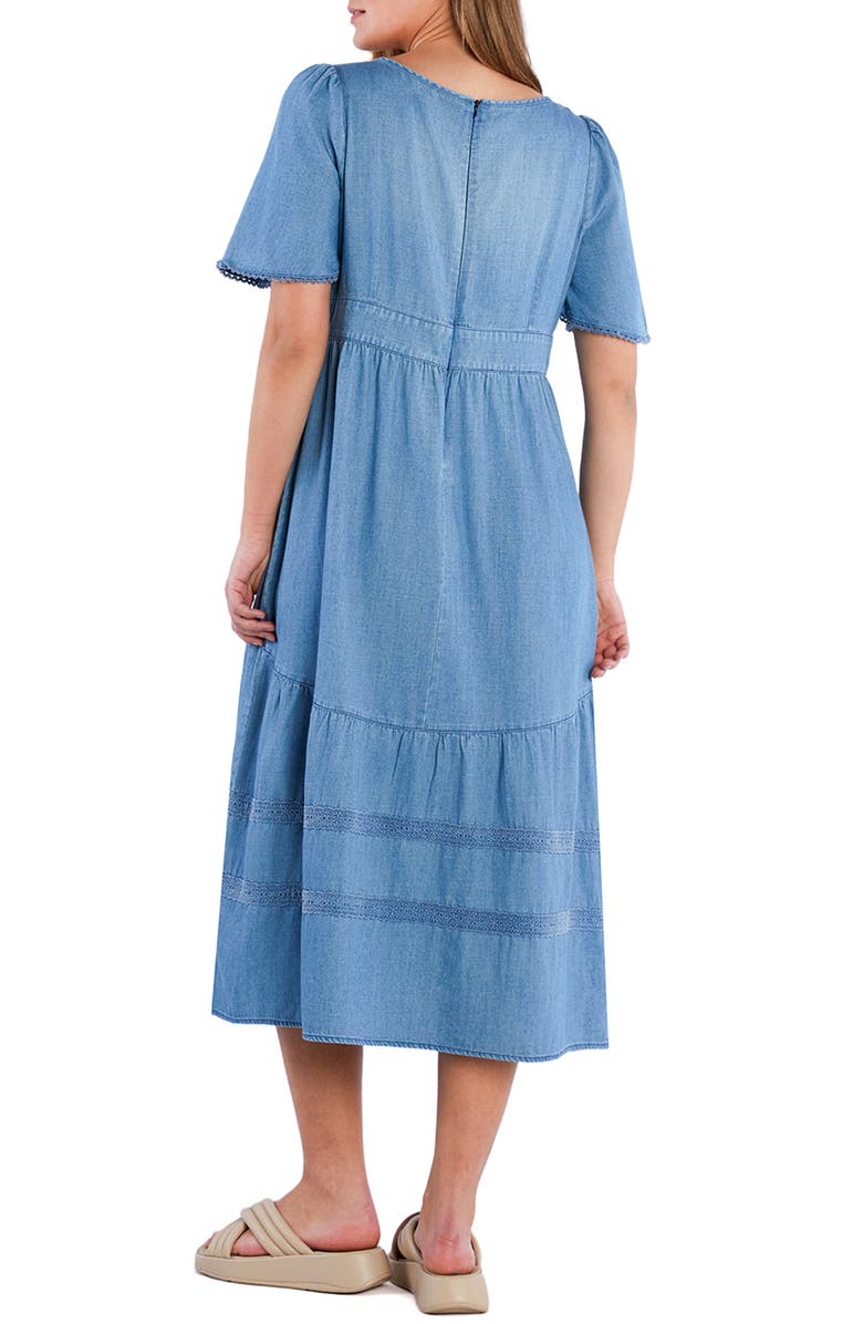 Billy T Dream Cotton Blend Chambray Midi Dress, Alternate, color, Vintage Denim