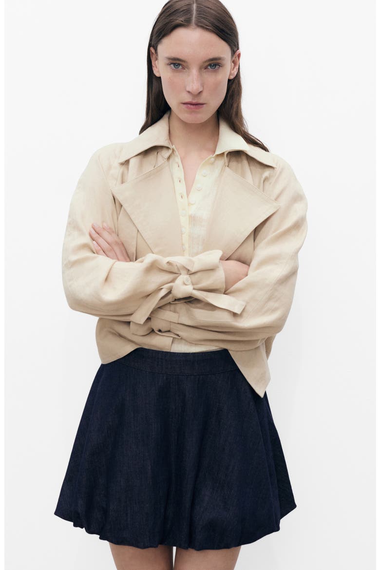 Bubble Hem Denim Miniskirt, Alternate, color, OPEN BLUE