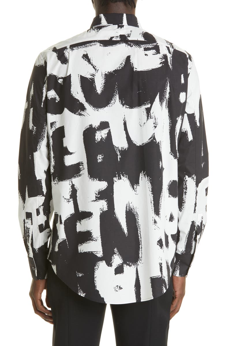 McQueen Men's Graffiti Logo Cotton Button-Up Shirt, Alternate, color,