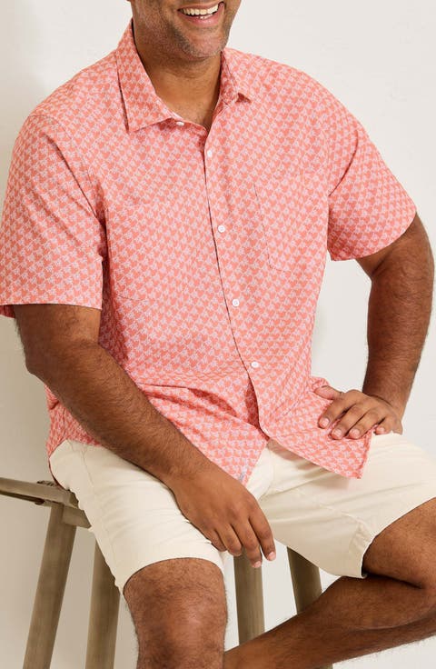 Bahama Coast Tropic Geoscape IslandZone® Short Sleeve Button-Up Shirt (Big & Tall)