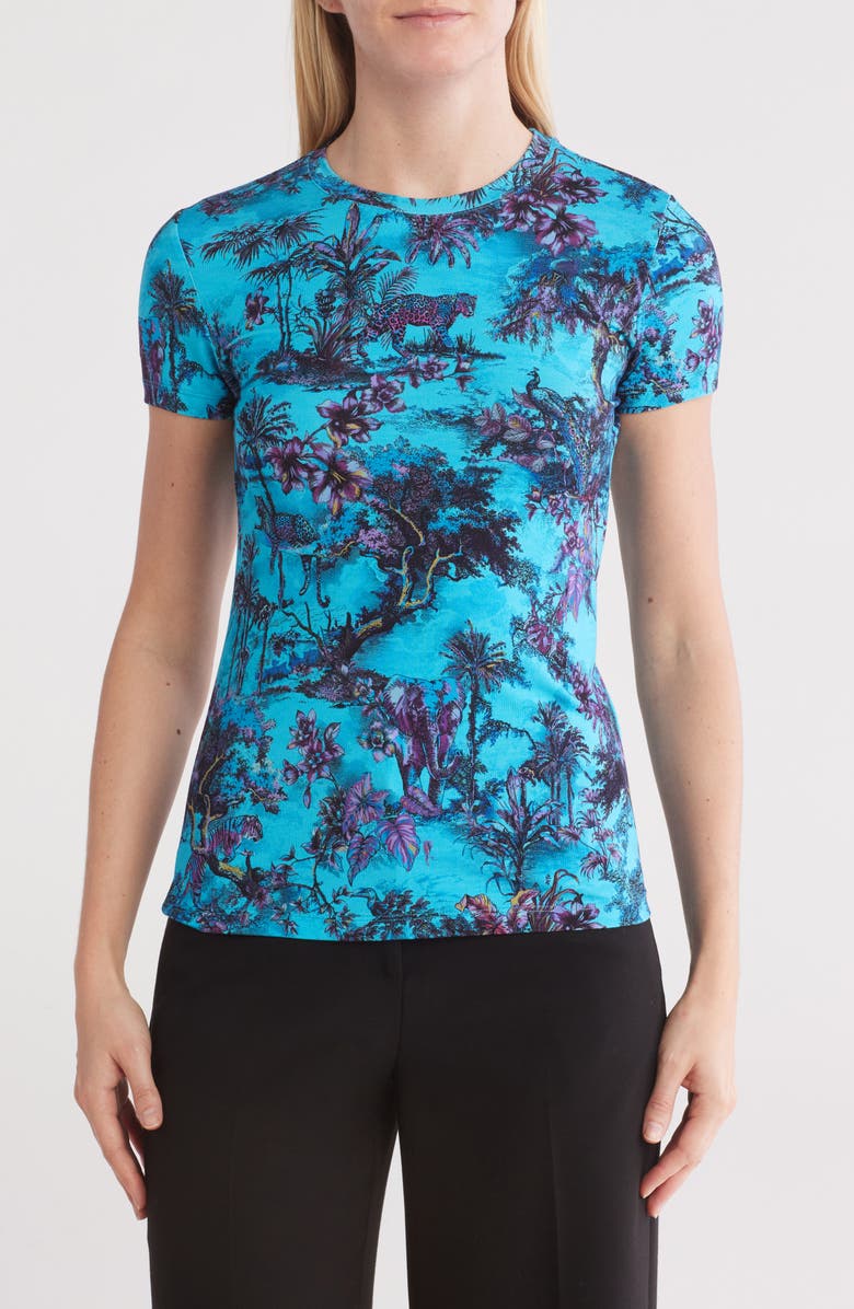 L'AGENCE Ressi Jungle Print Crewneck T-Shirt, Main, color, 