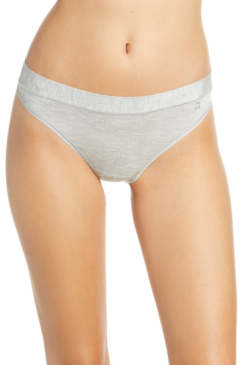 Second Skin Luxe Rib Thong, Main, color, HEATHER GREY