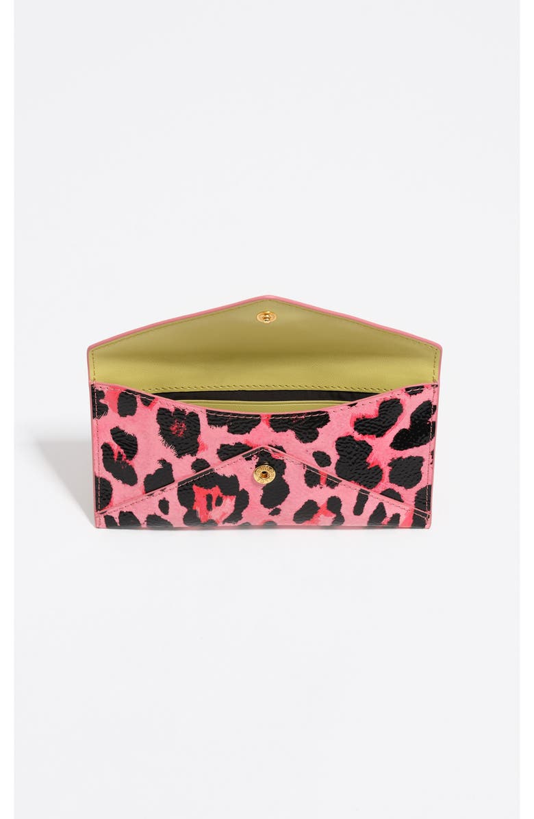 Bimba y Lola Textured Shiny Leopard Flap Card Holder, Alternate, color, Leopard Strawberry