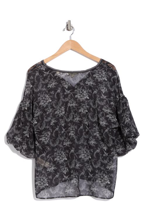 Max Studio Puff Sleeve Pintuck Top In Black/cream