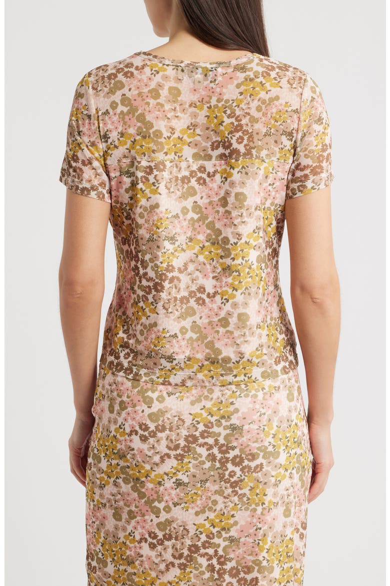 Floral Crewneck T-Shirt, Alternate, color, DIJON/ CONCH