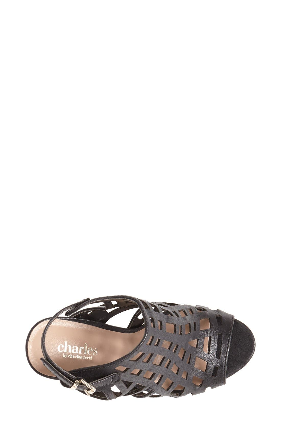 'Affluent' Cage Sandal, Alternate, color, BLACK