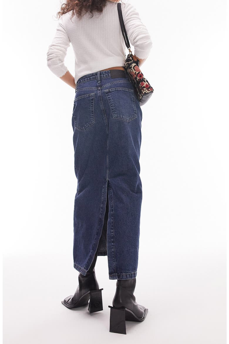 Denim Midi Skirt, Alternate, color, MID BLUE