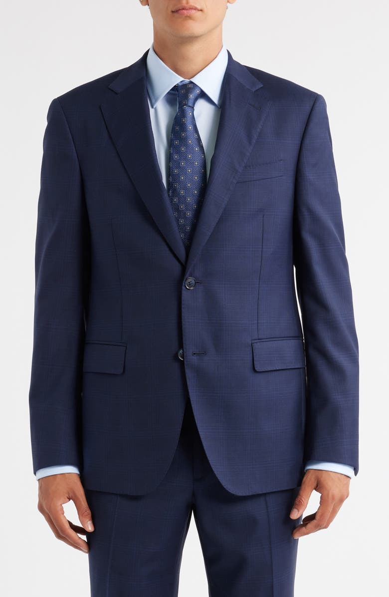 Peter Millar Flynn Classic Fit Windowpane Check Wool Suit, Alternate, color, Navy