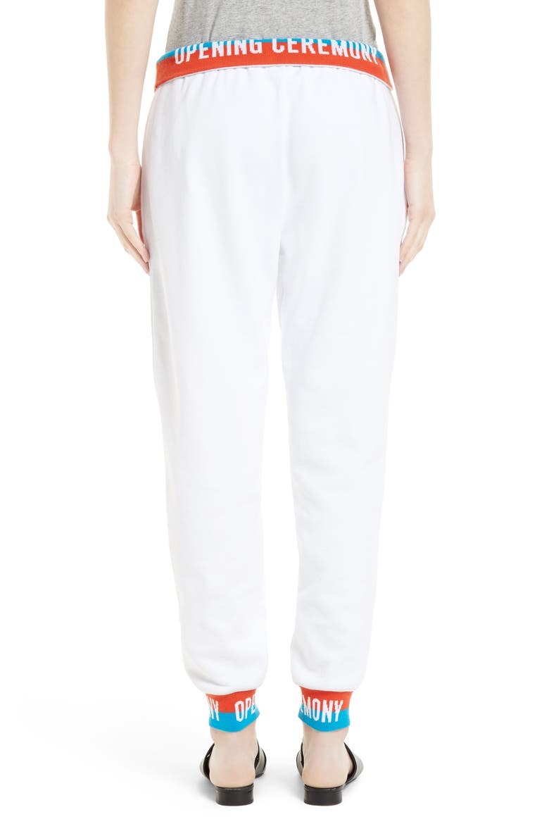 Elastic Logo Sweatpants, Alternate, color, WHITE