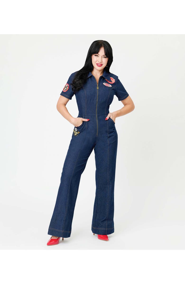 Unique Vintage Pit Crew Denim Jumpsuit, Main, color, Blue