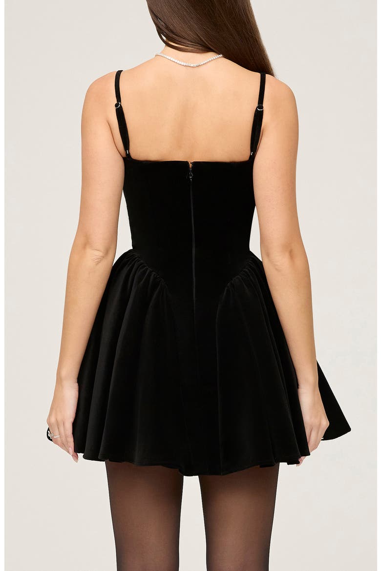 Selina Fit & Flare Velvet Minidress, Alternate, color, BLACK