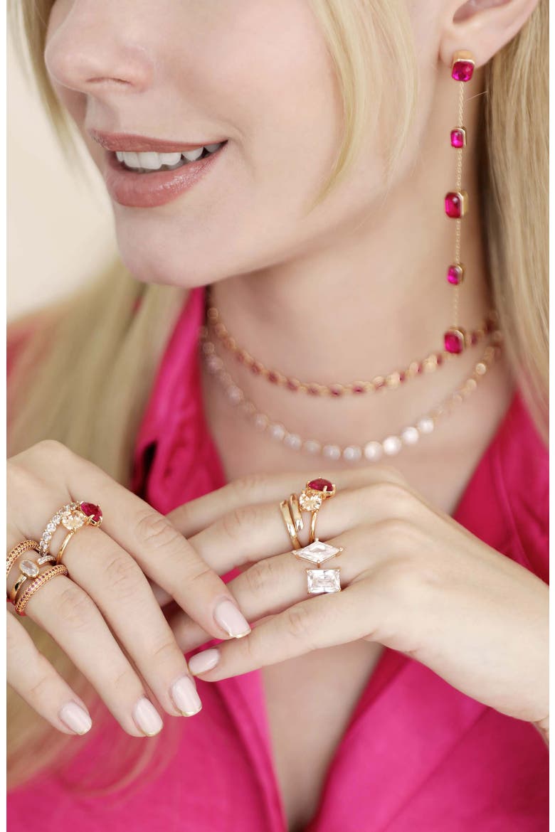 Baguette Crystal Linear Drop Earrings, Alternate, color, FUCHSIA