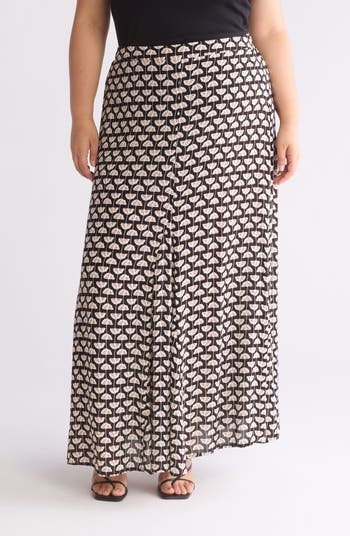 Nordstrom Bobeau Maxi Skirt Bobeau Godet Maxi Skirt In Denim Ditsy