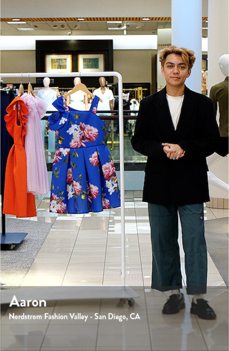 Kids' Floral Shoulder Bow Scuba Crepe Dress, sales video thumbnail