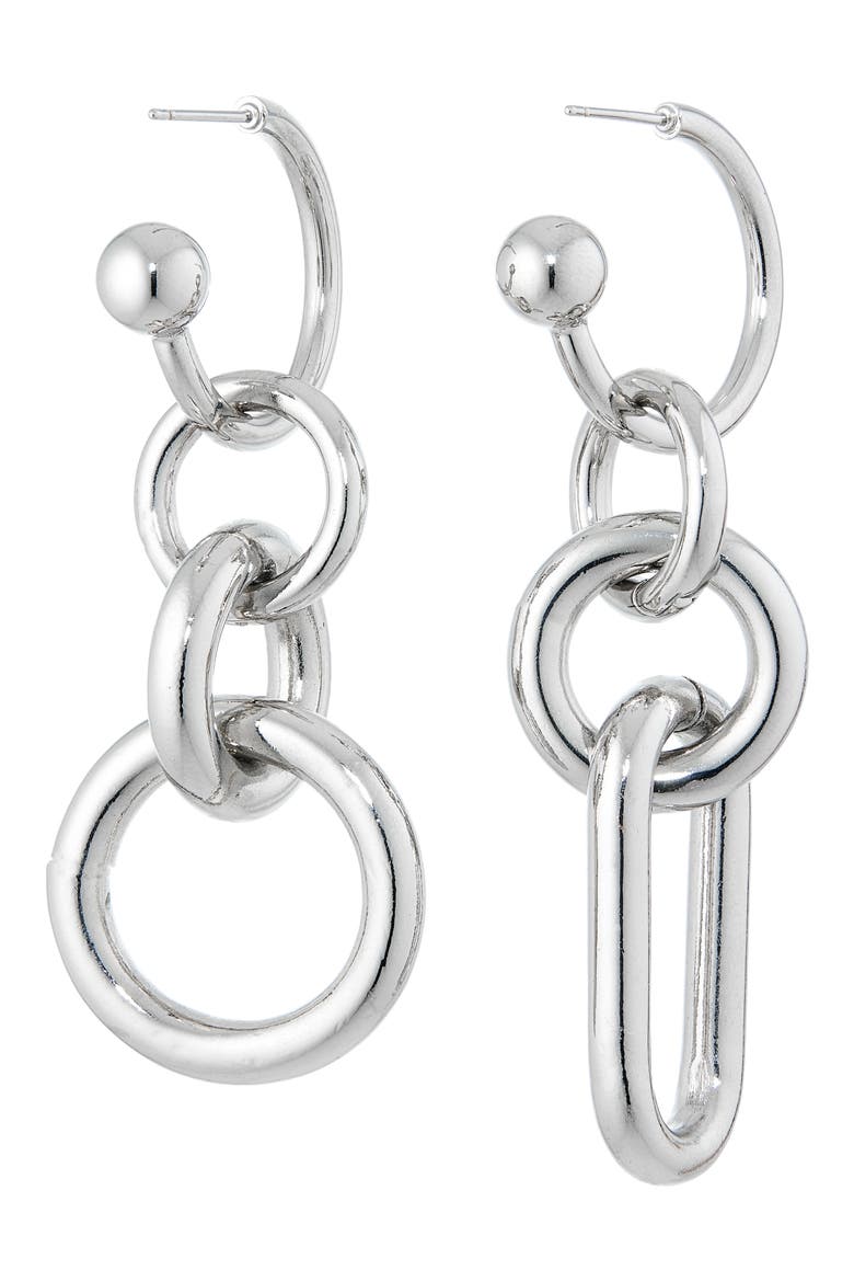 Troy Mismatched Drop Earrings, Alternate, color, PALLADIUM