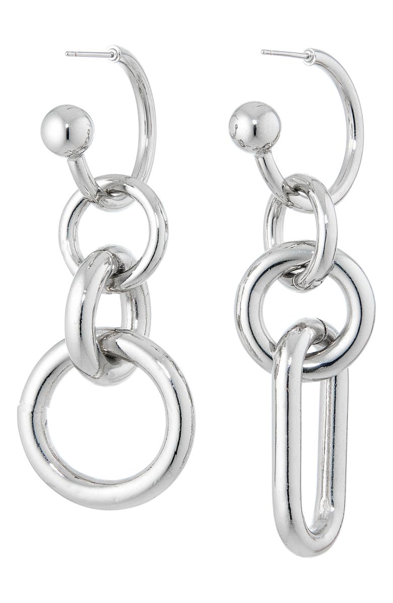 Justine Clenquet Troy Mismatched Drop Earrings, Alternate, color, Palladium
