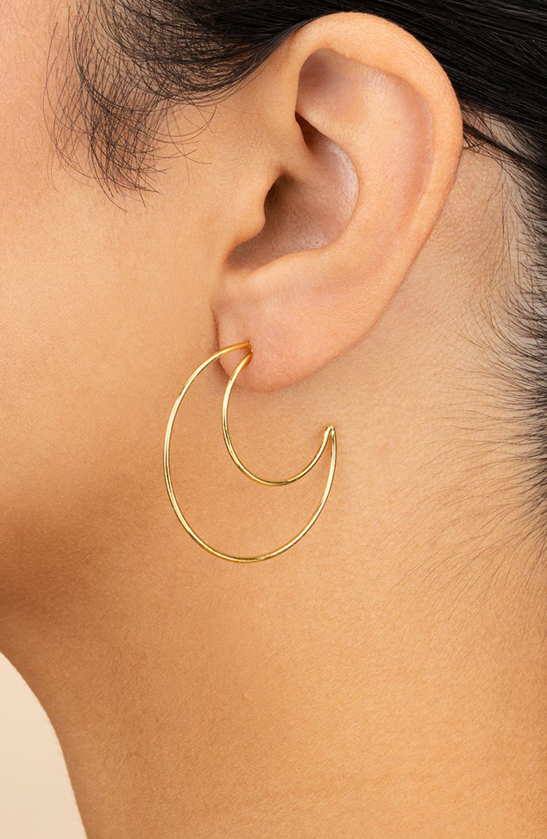Sterling Forever Laura Crescent Hoop Earrings, Alternate, color, Gold
