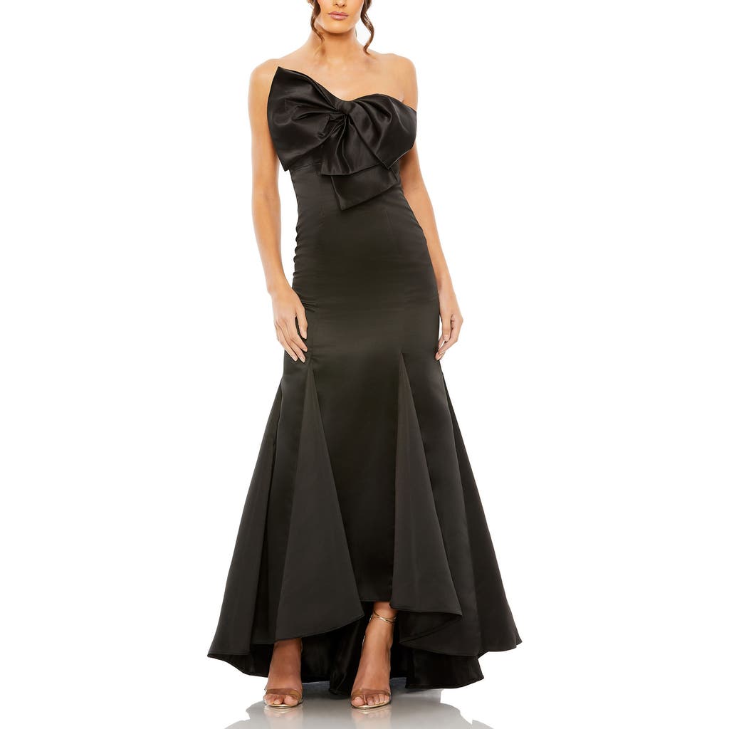 Mac Duggal Strapless Satin Mermaid Gown In Black