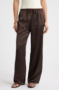 Open Edit Drawstring Waist Satin Pants