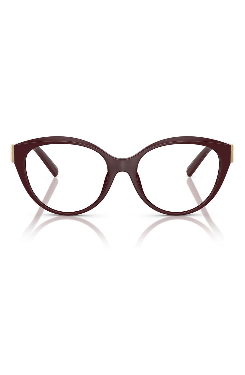 Tiffany & Co. 54mm Cat Eye Optical Glasses, Main, color, Burgundy