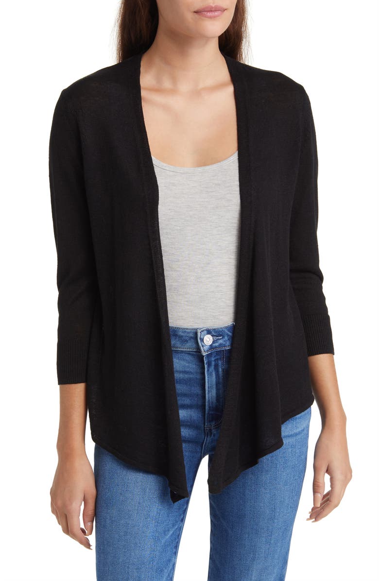 Tommy Bahama Addison Linen Blend Cardigan, Alternate, color, Black
