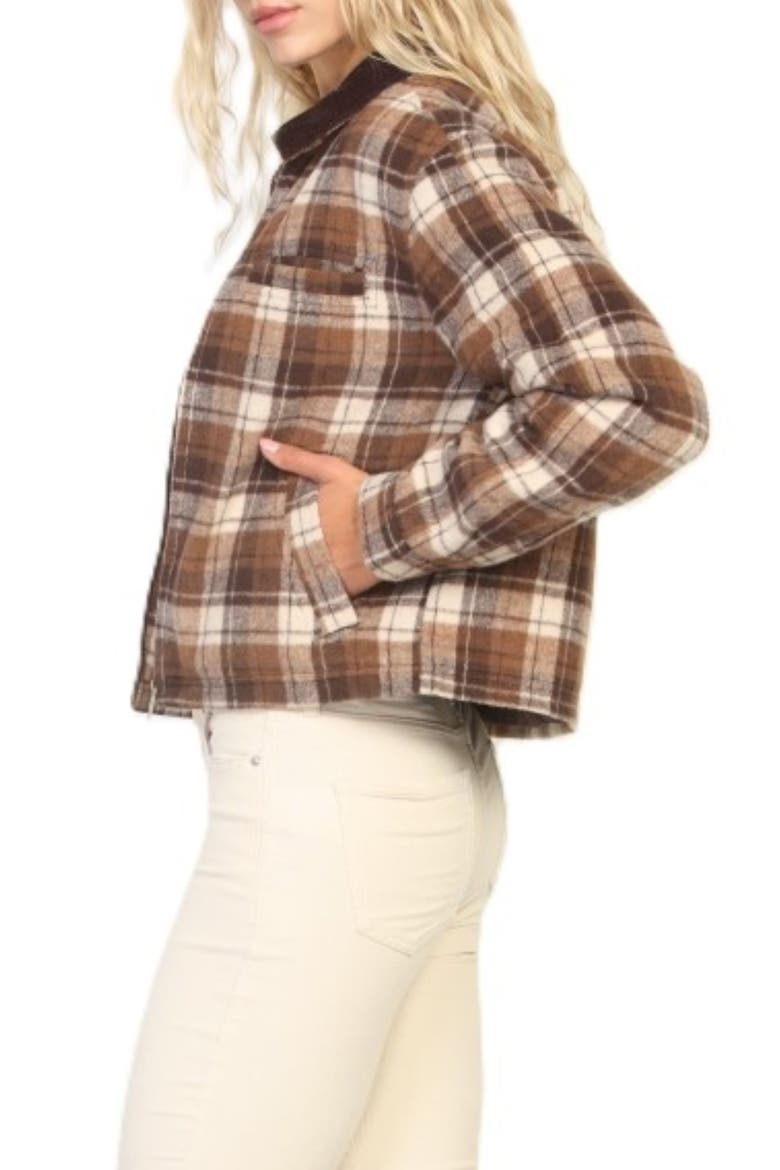 Plaid Cotton Blend Barn Jacket, Alternate, color, BROWN/ CREAM