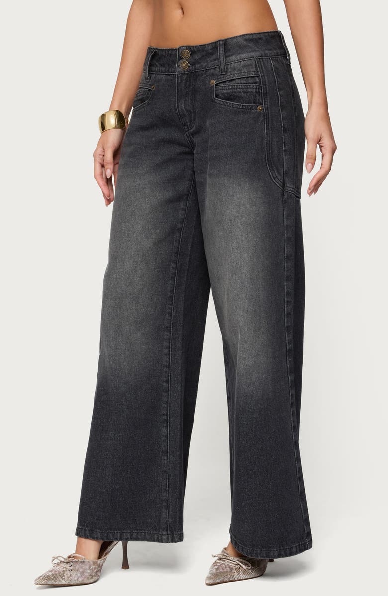 EDIKTED Charlize Washed Low Rise Wide Leg Jeans, Alternate, color, 