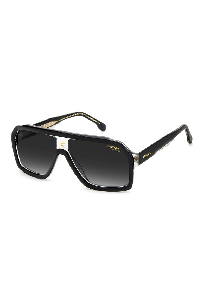 60mm Gradient Polarized Rectangular Sunglasses, Alternate, color, BLACK GREY/ GREY