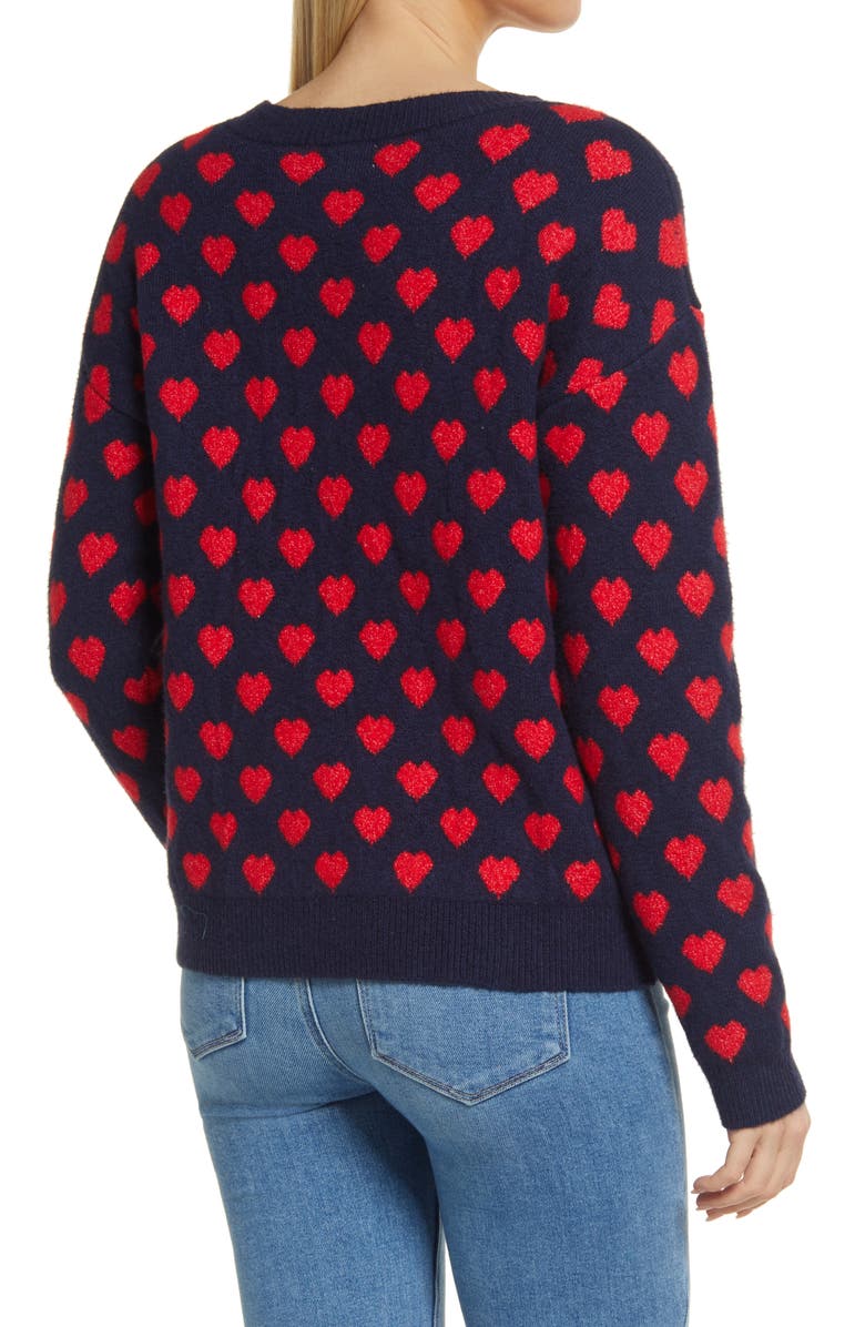 Caslon<sup>®</sup> Heart Pattern Crewneck Sweater, Alternate, color, 