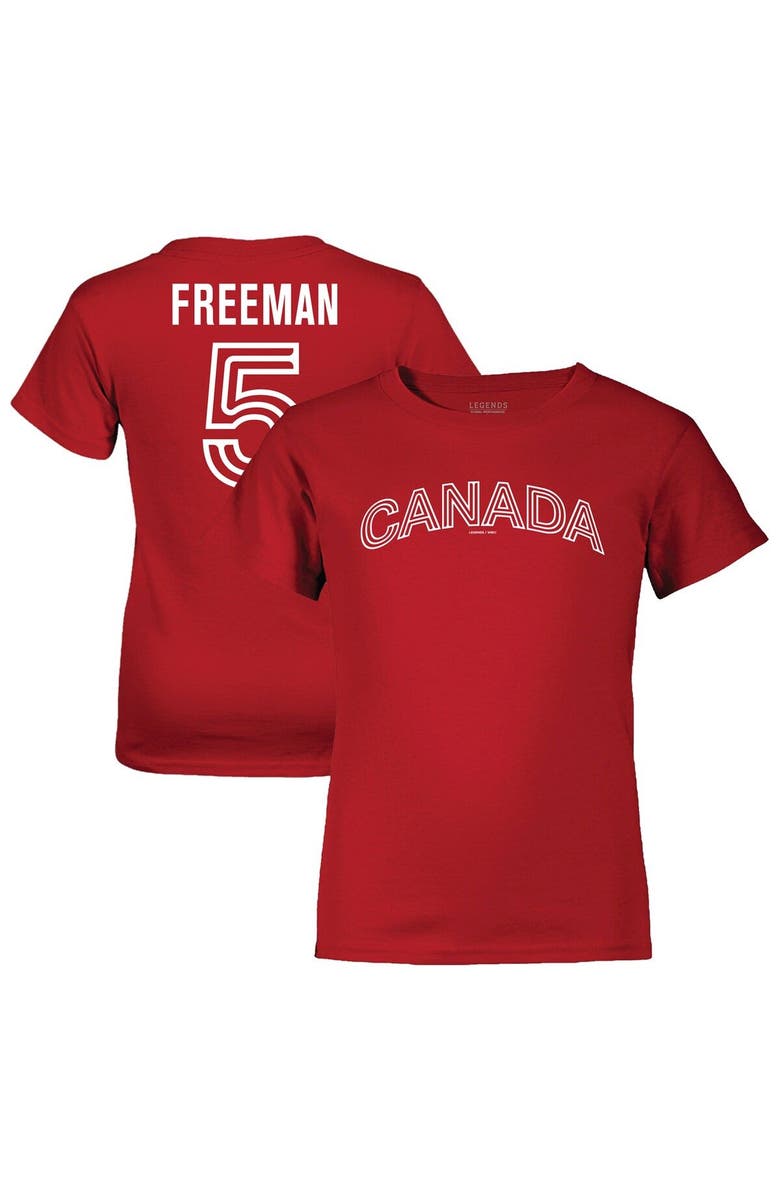 Legends Merchandise Youth LEGENDS Freddie Freeman Red Canada Baseball 2023 World Baseball Classic Name & Number T-Shirt, Main, color, 