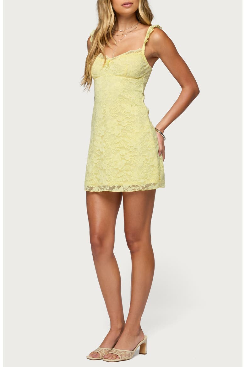 Stephanie Lace Minidress, Alternate, color, YELLOW