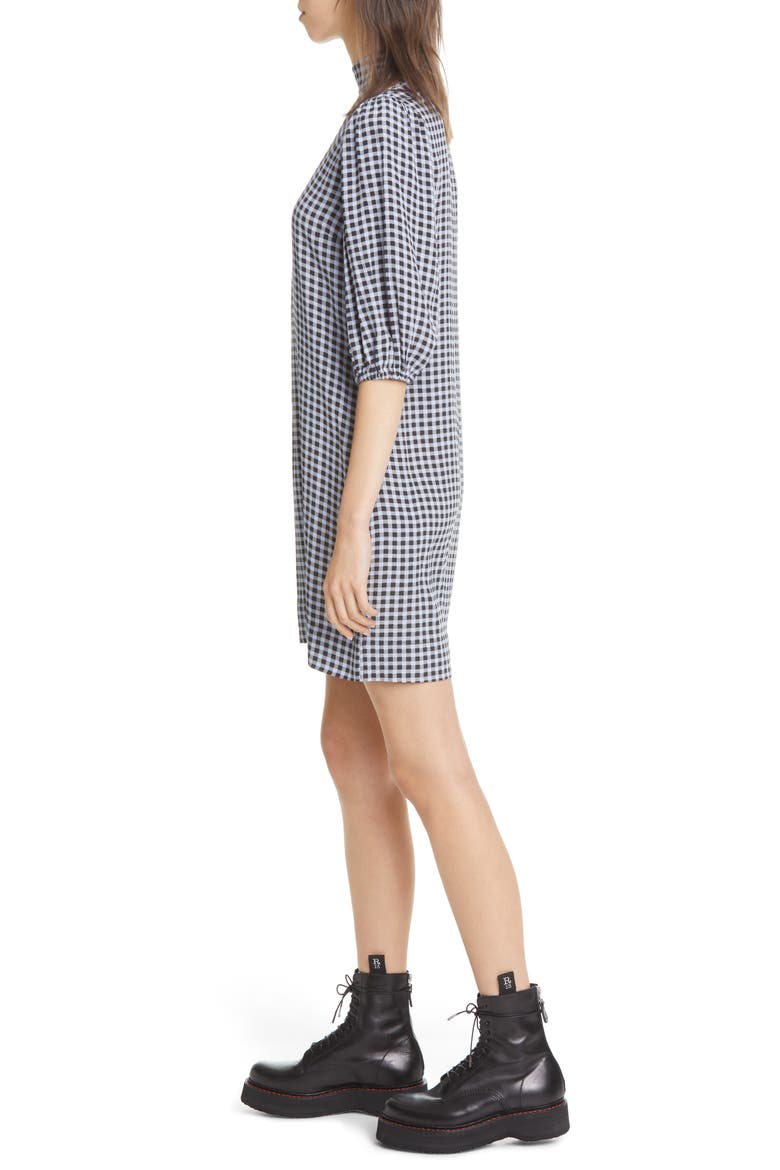 Gingham Puff Sleeve Shift Minidress, Alternate, color, BRUNNERA BLUE
