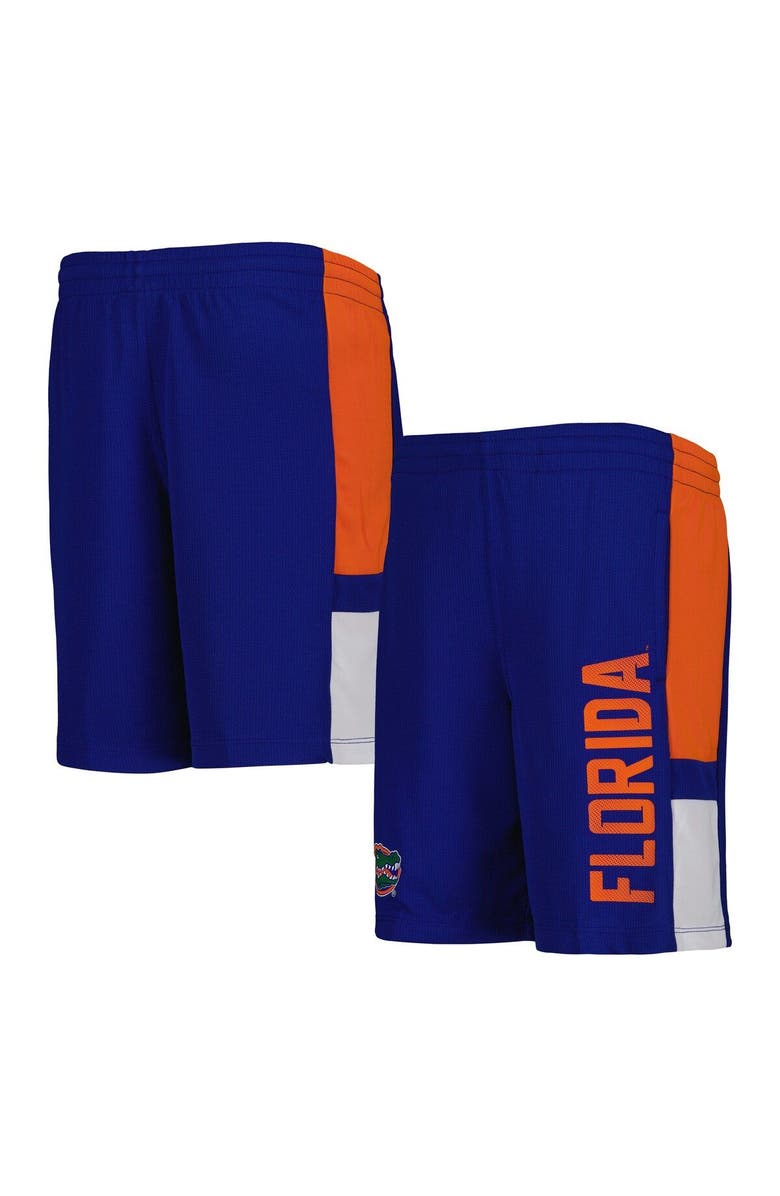 Outerstuff Youth Royal Florida Gators Lateral Mesh Performance Shorts, Main, color, 