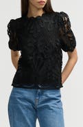 NVLT Mock Neck Short Sleeve Lace Top