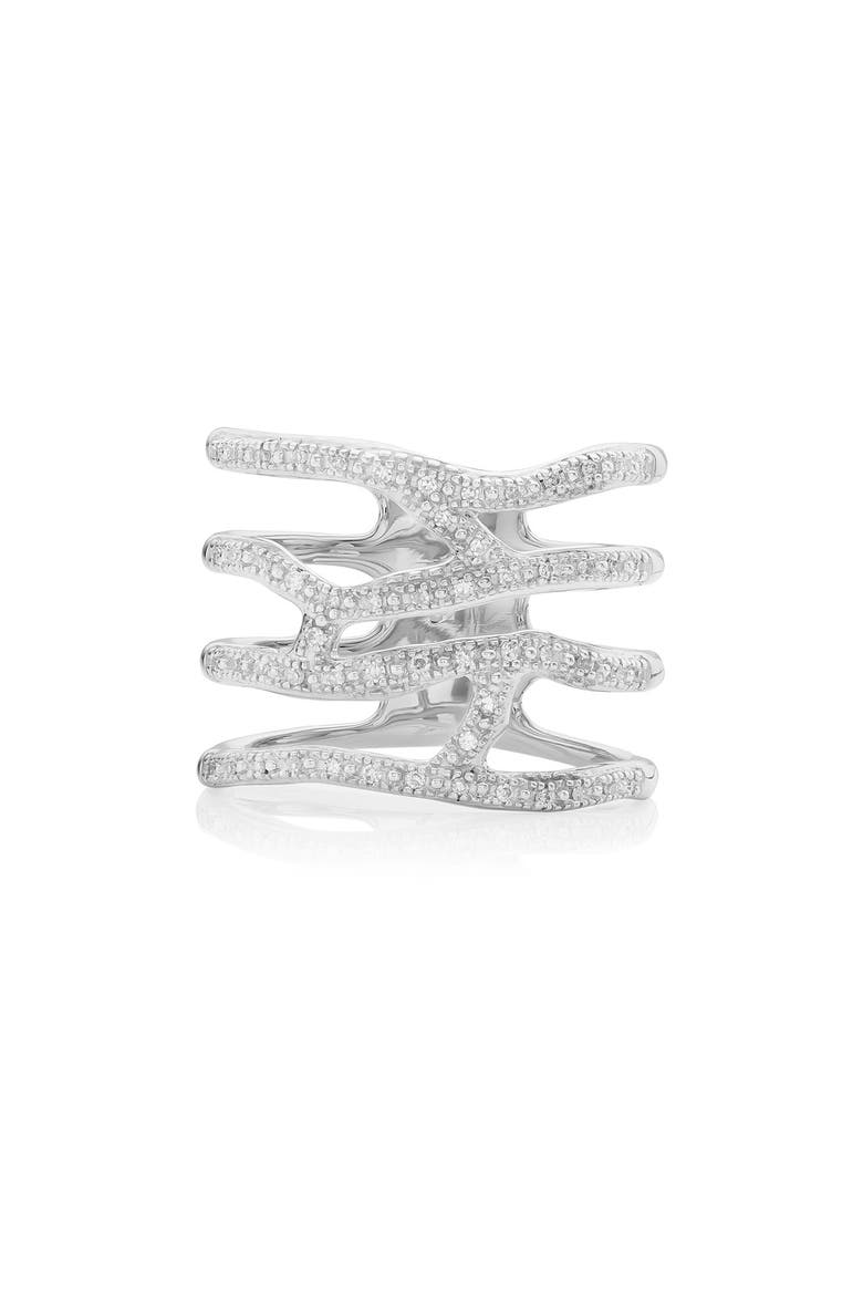 Riva Waterfall Diamond Cocktail Ring, Main, color, SILVER/ DIAMOND
