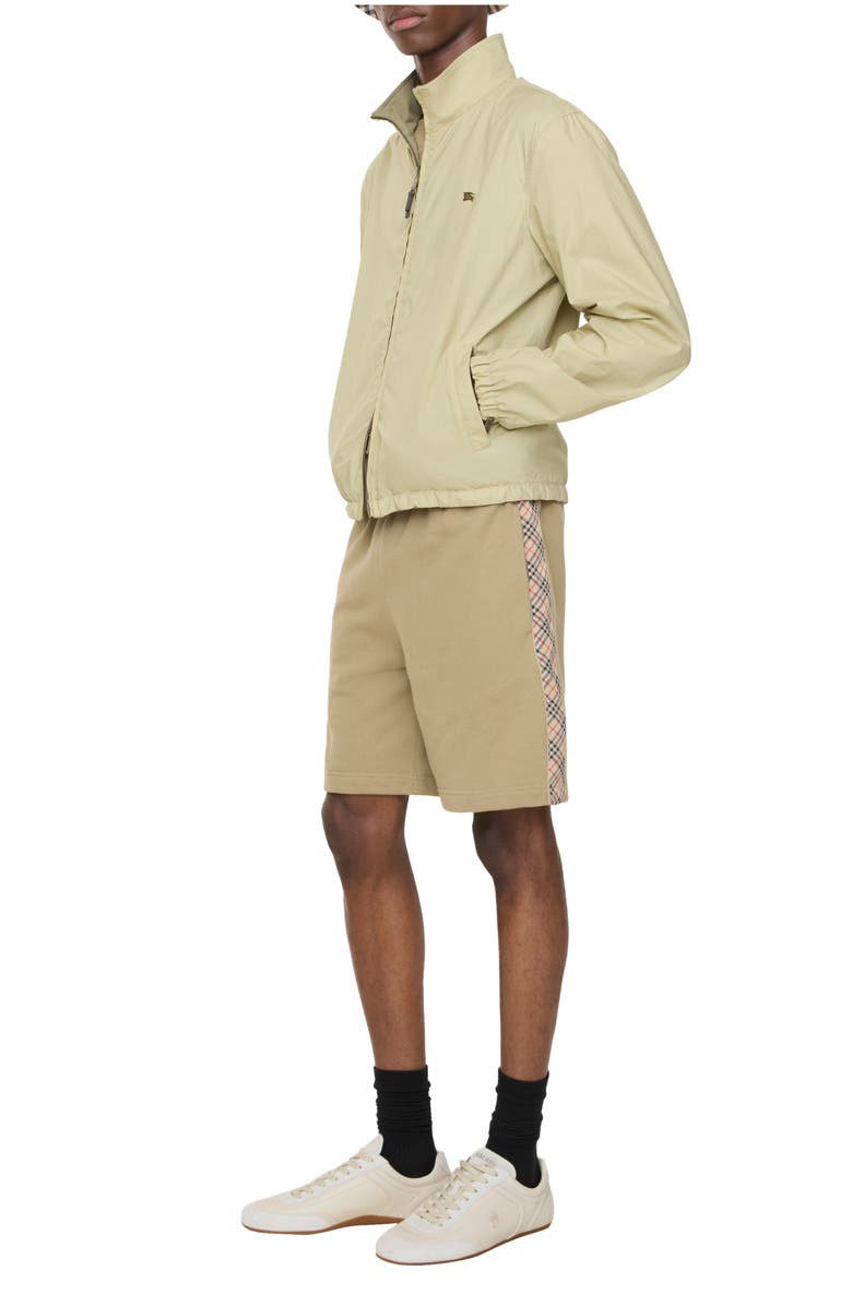 Burberry Check Trim Cotton Shorts, Main, color, Sparrow Beige