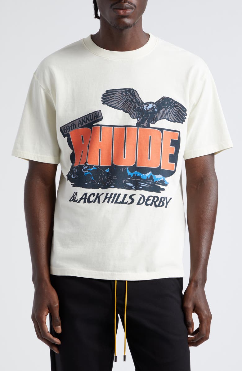Rhude Black Hills Derby Oversize Graphic T-Shirt, Main, color,