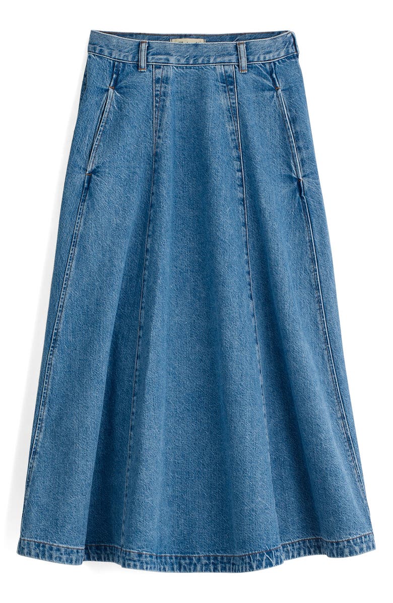 Madewell Circle Denim Midi Skirt, Alternate, color,