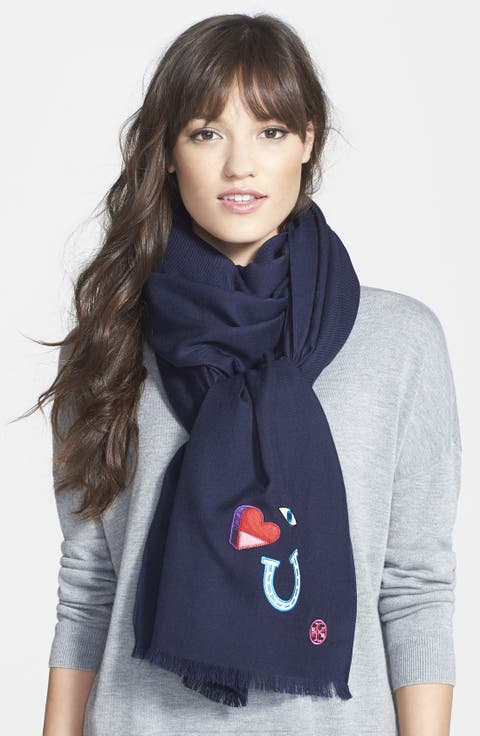 'Embroidered Luck Charm' Wool Scarf
