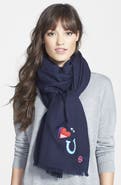 Tory Burch 'Embroidered Luck Charm' Wool Scarf