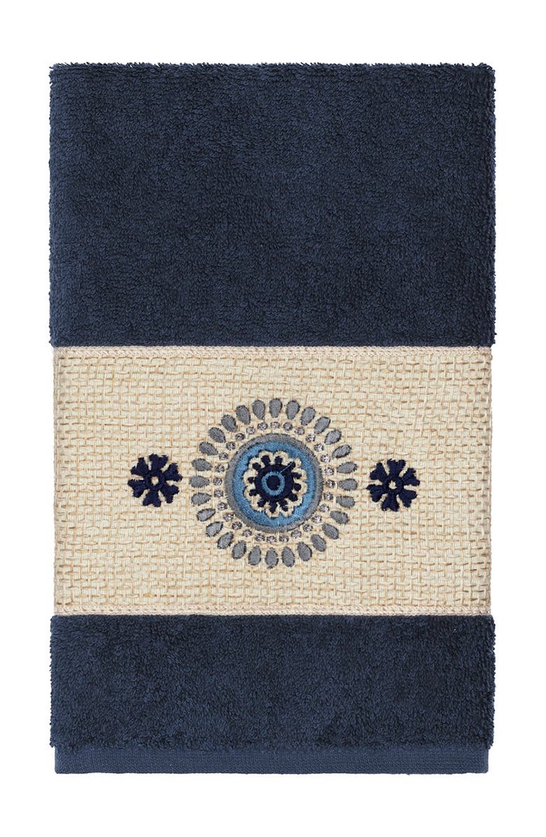 Linum Home Textiles Isabelle 3-Piece Embellished Towel Set - Midnight Blue, Alternate, color, Midnight Blue