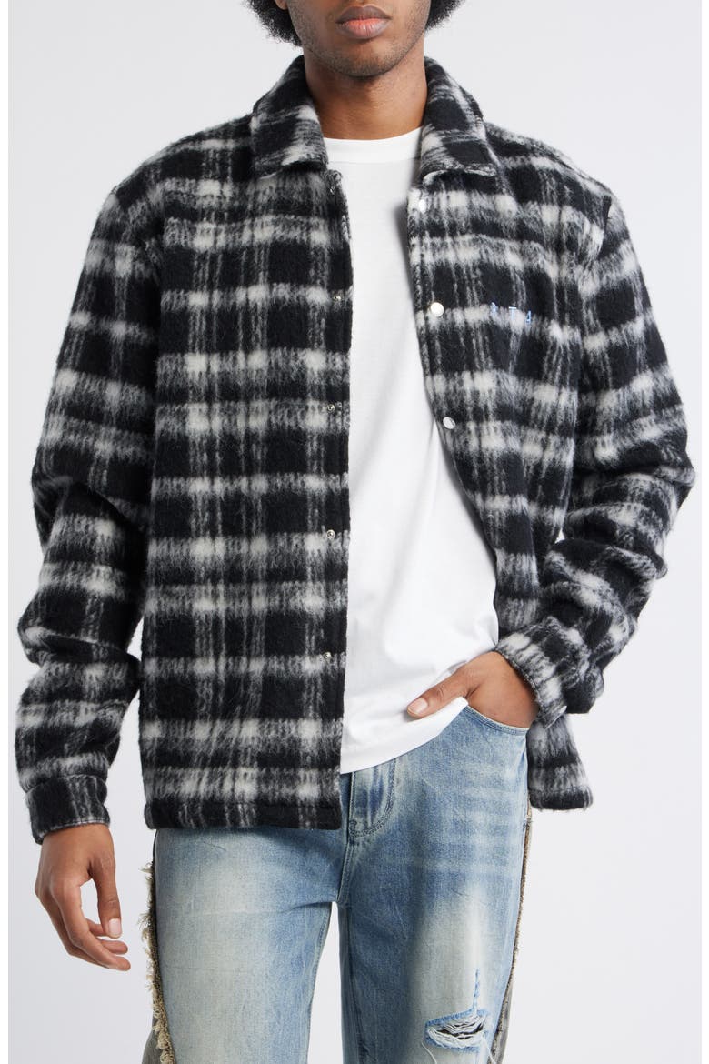 Parlan Pixel Cross Graphic Plaid Shacket, Main, color, BLACK PIXEL CROSS