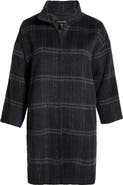 Eileen Fisher Plaid Stand Collar Alpaca & Wool Blend Coat