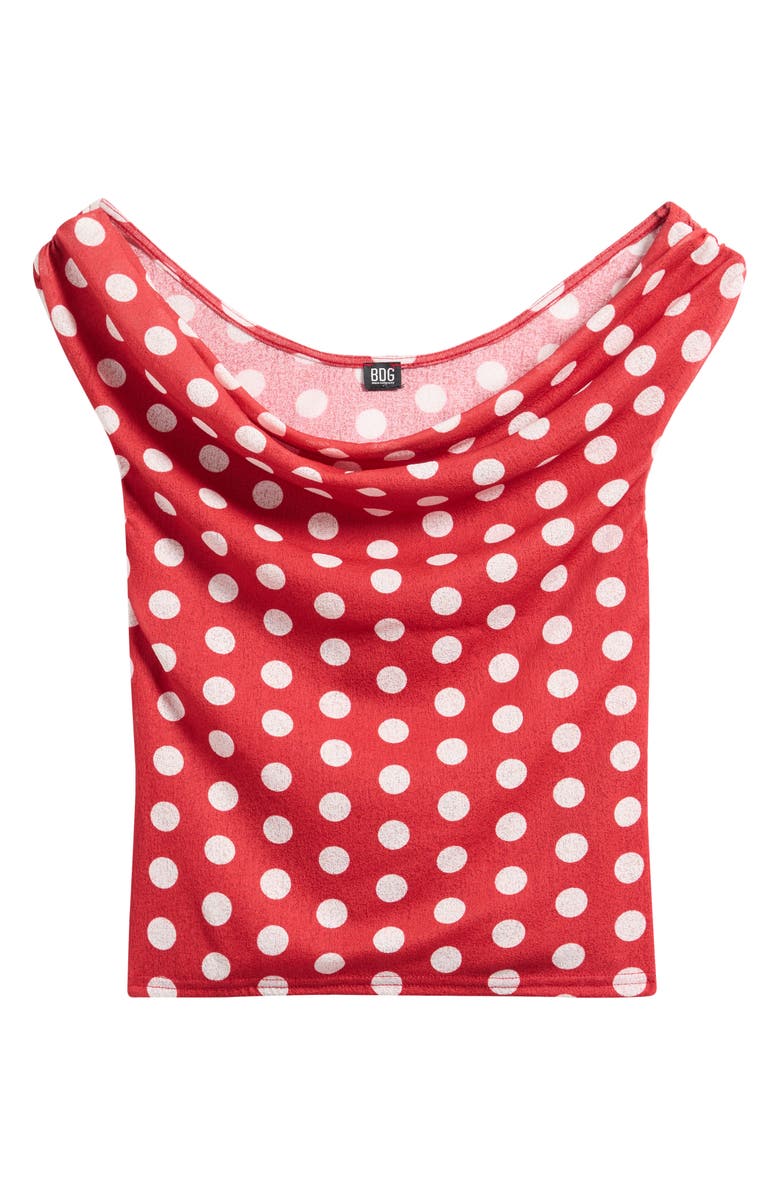 BDG Urban Outfitters Fia Polka Dot Off the Shoulder Top, Alternate, color, Red