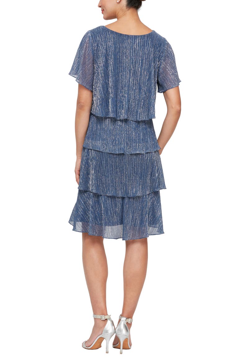 Tiered Shimmer Metallic Flutter Sleeve Dress, Alternate, color, WED