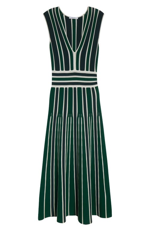 Max Mara Tallone Stripe Sleeveless Maxi Sweater Dress In Green
