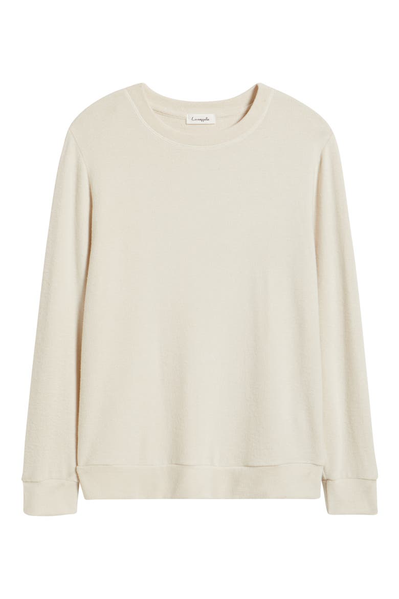 Brushed Jersey Crewneck Top, Alternate, color, CREAM